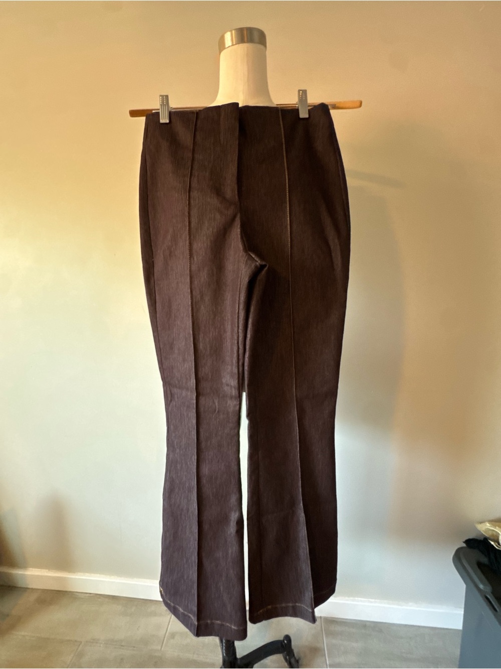 Zara Brown High-Waist Straight-Leg Pants